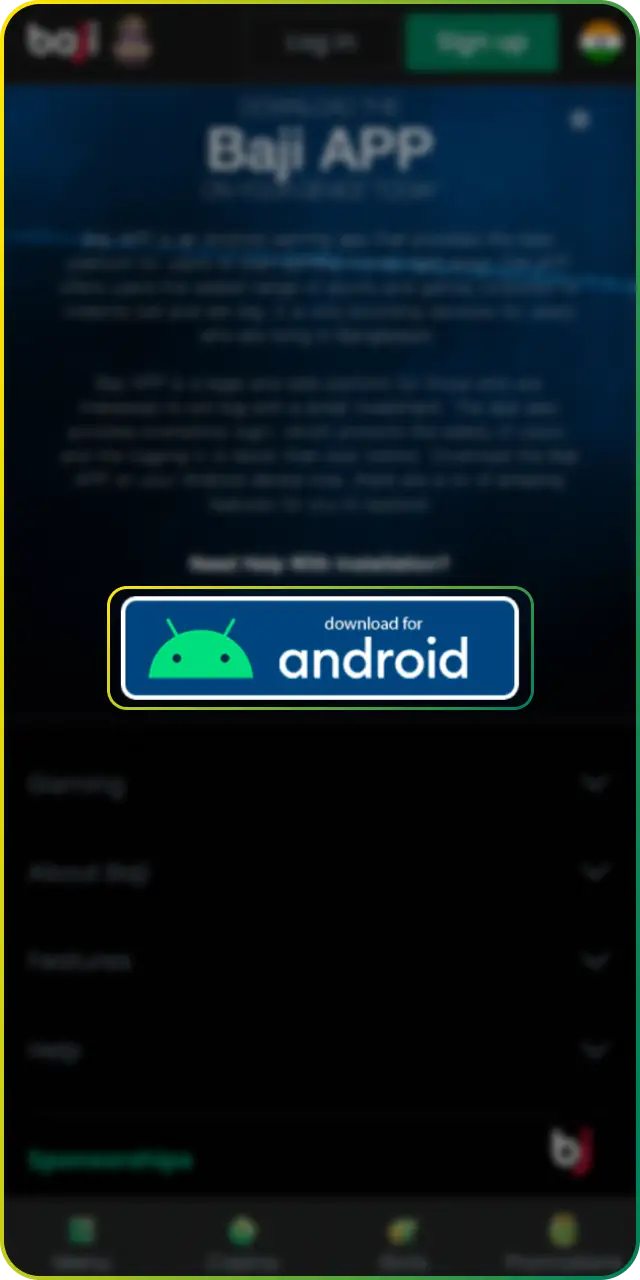 Tap the Download for Android button to start downloading the Baji APK.