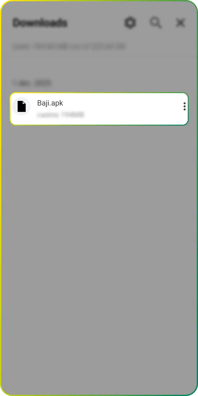 Locate the APK on your device to begin installing the Baji app.