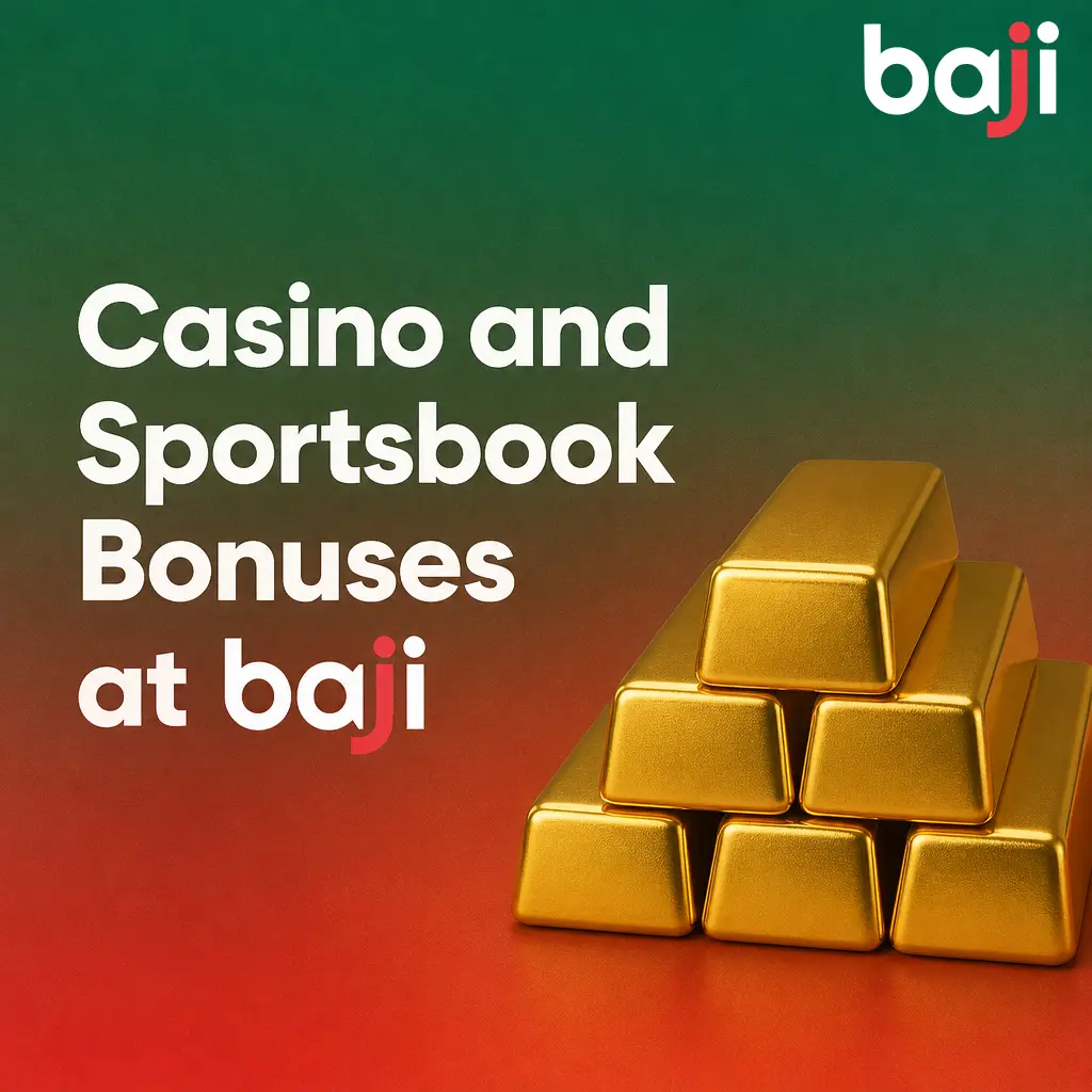 Baji casino and sportsbook bonuses for India players, including deposit matches, free spins, and sports betting offers