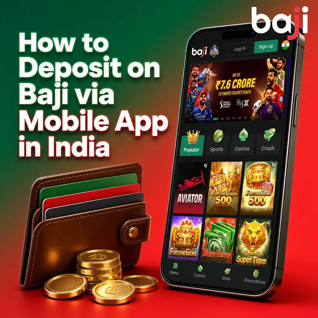 Step-by-step guide to depositing funds on the Baji mobile app in India using UPI, bank transfer, USDT, or BTC.