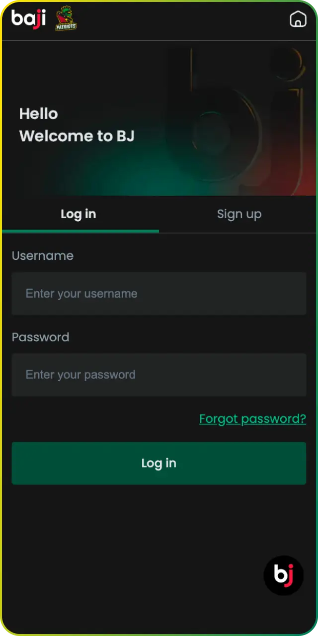 Log in or register your new account via the Baji Android application.