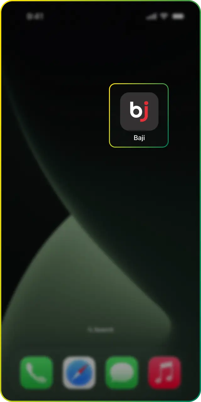 Launch Baji from the home screen to access all mobile betting features.