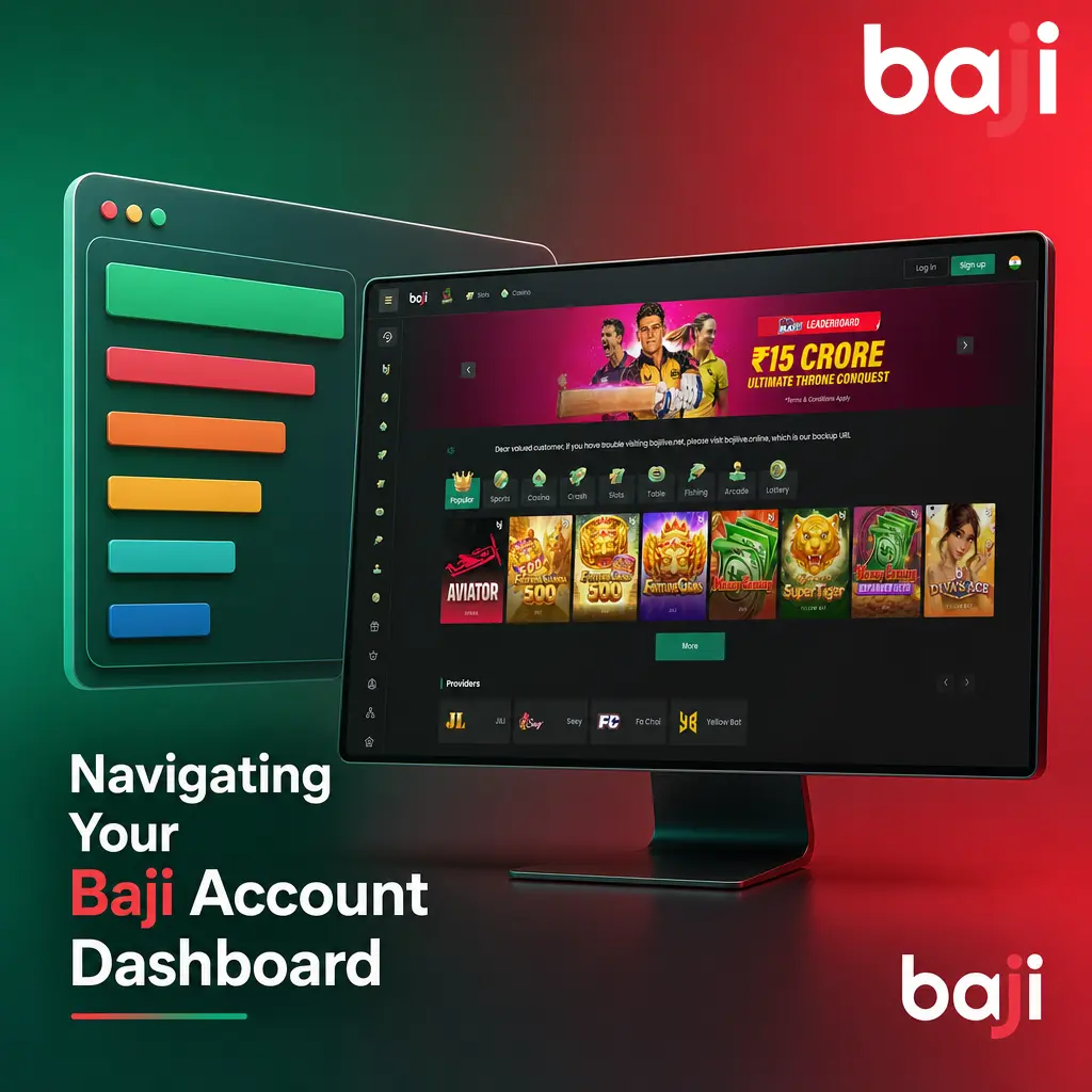 Baji account dashboard showing Cashier, Bet History, Bonus Wallet, VIP Club, and Personal Settings tabs